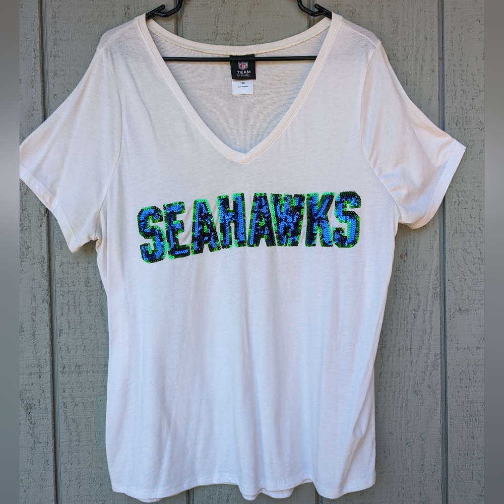 Seahawks Sequins White Tshirt 14/16